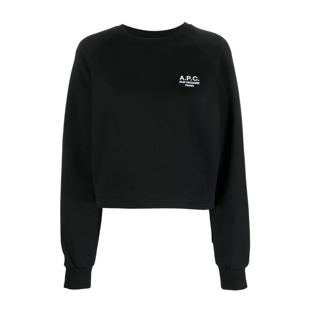 A.p.c. Zwarte Katoenen Sweatshirt met Logo Black Dames