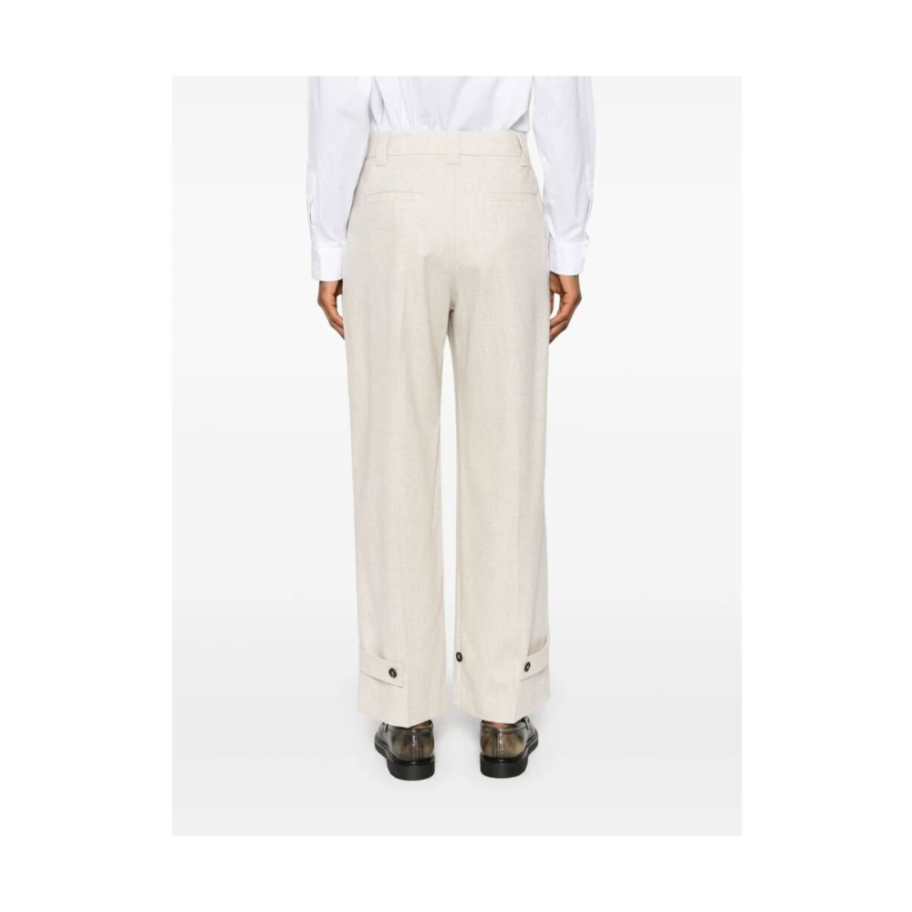 BRUNELLO CUCINELLI Beige Wol-Kasjmier Broek Beige Dames