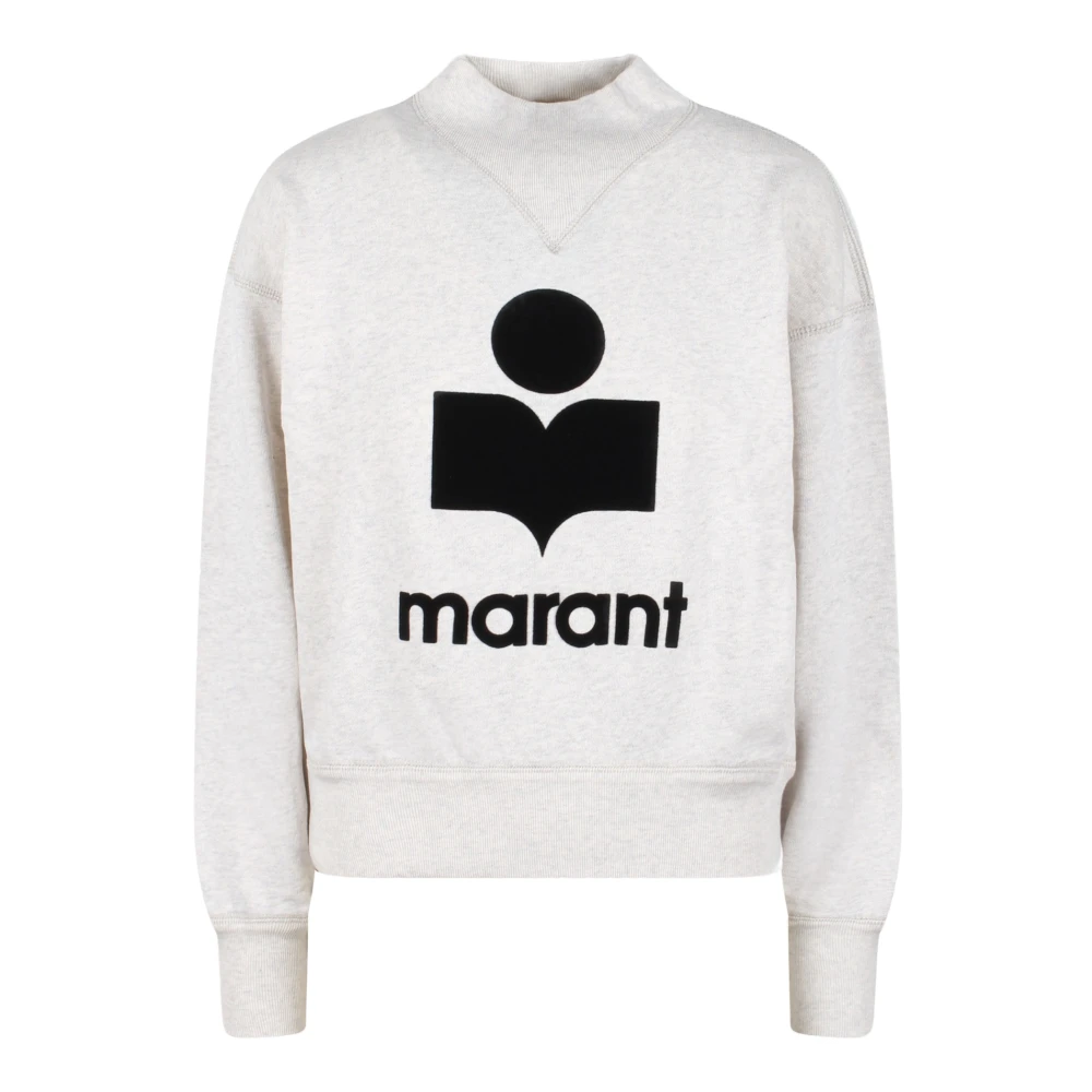 Isabel Marant Étoile Logo Bomulls Sweatshirt Fw24 Oversized Polo Beige, Dam