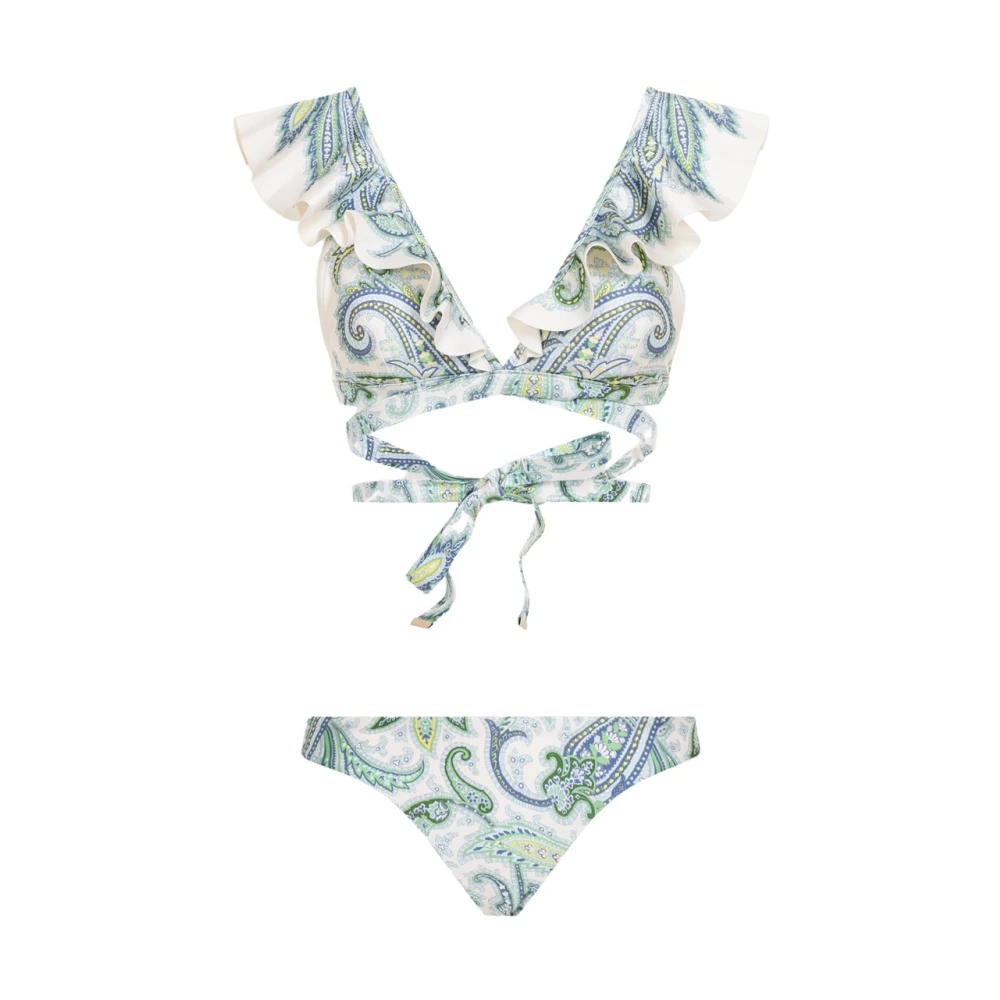 Grønn Paisley Ruffle Bikini Wrap