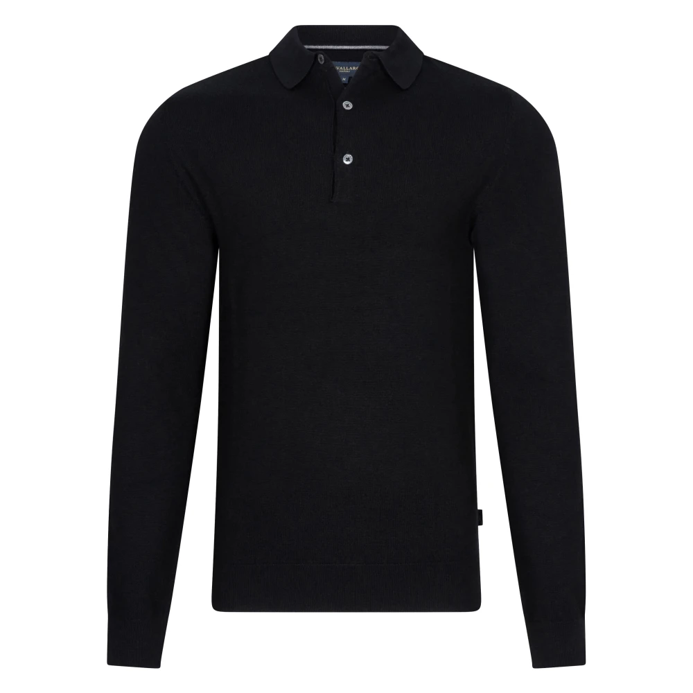 Cavallaro Merino Polo Lange Mouw Zwart Black Heren