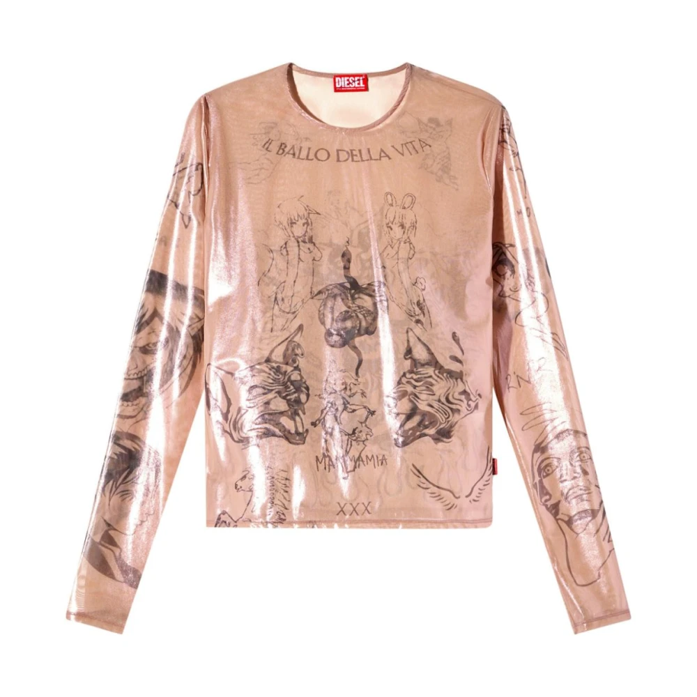 Diesel Grafische Print Roze T-shirts en Polos Pink Heren
