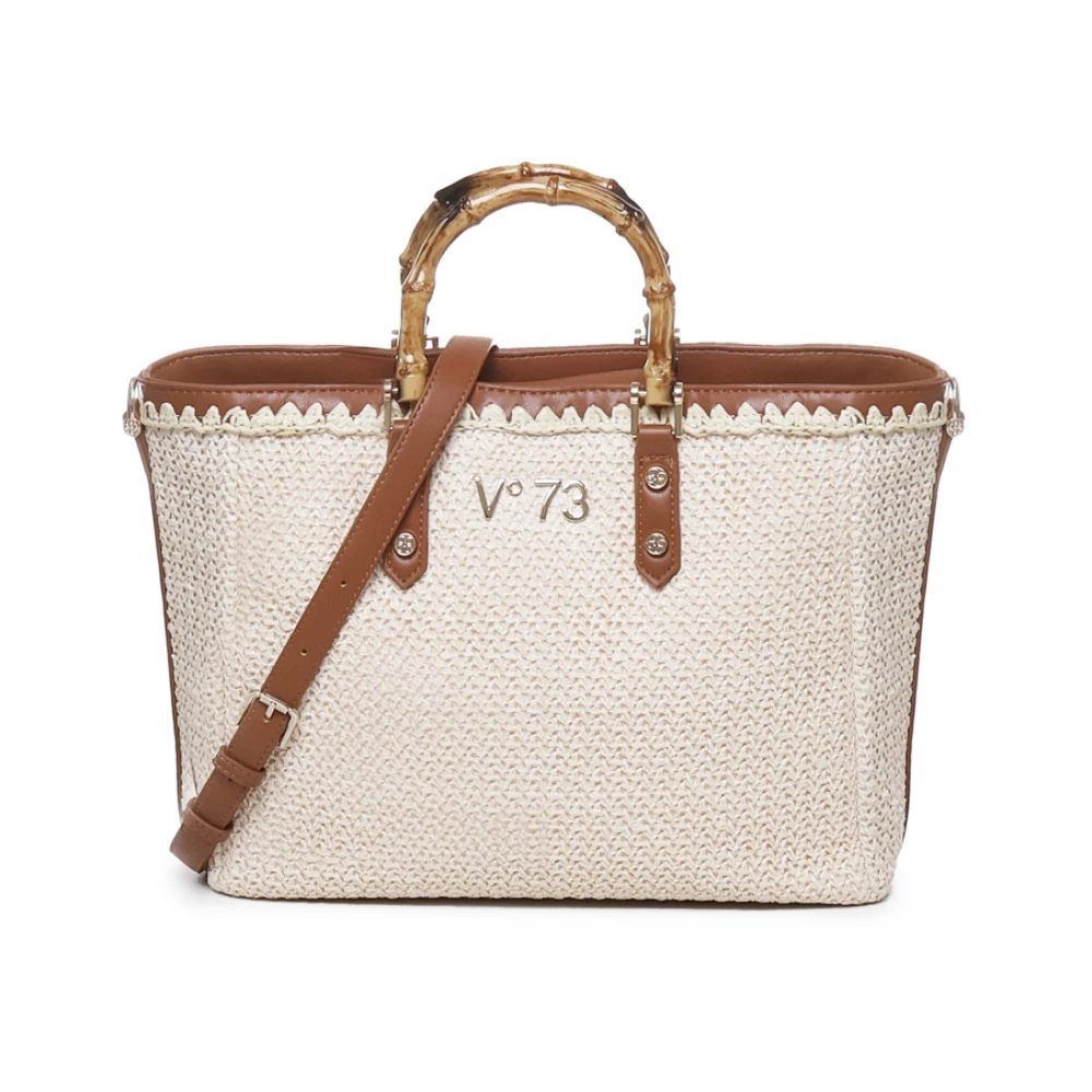 V73 Strooien handtas met magnetische sluiting Beige Dames