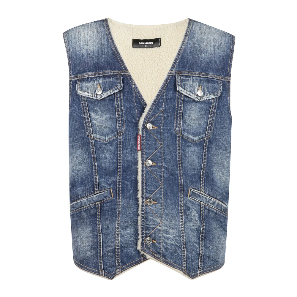 Dsquared2 Stijlvolle Gilet voor Mannen Blue Heren