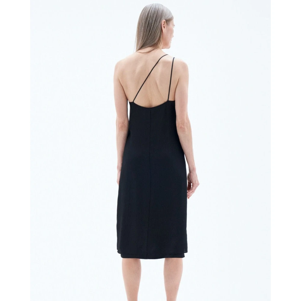 Filippa K Zwart Asymmetrisch Seersucker Jurk Black Dames