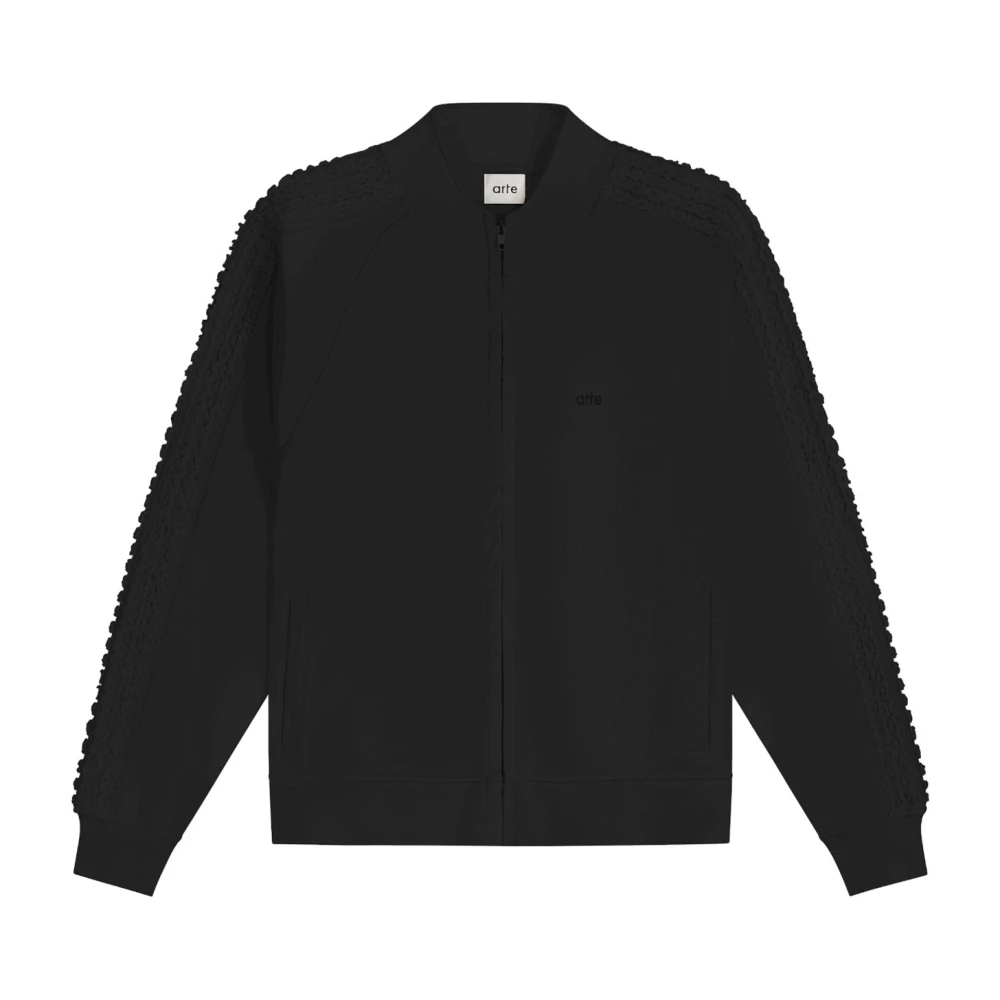 Arte Antwerp Katoenen Gebreide Truien en Sweaters Flower Tape Jacket Black Heren