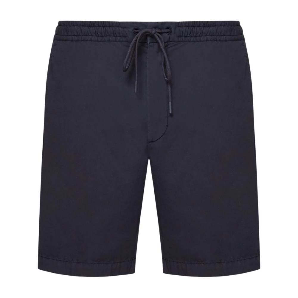 Hugo Boss Elastiska bomullspoplin avslappnade passform shorts Blue, Herr