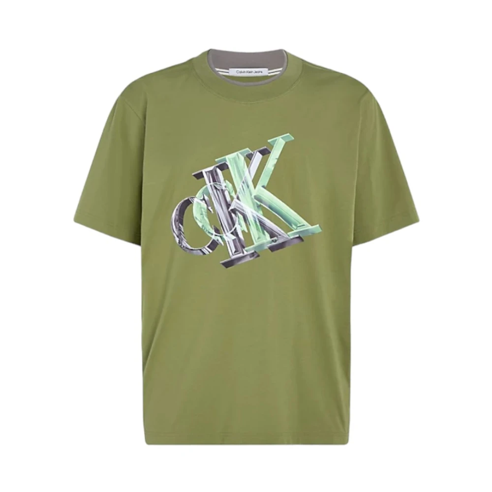 Calvin Klein Gerecycled Katoenen T-shirt Green Heren