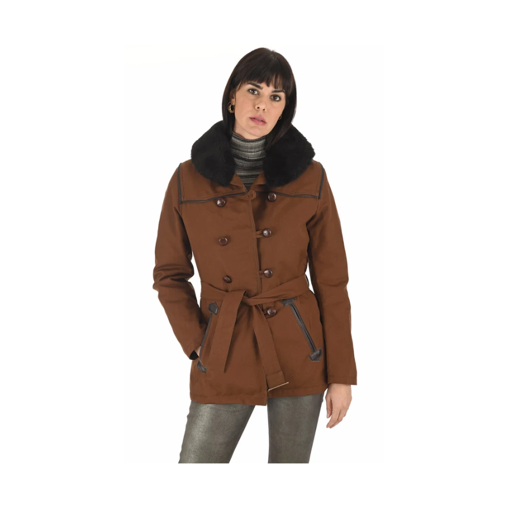 La Canadienne Canadese Bruine Militaire Stijl Jas Brown Dames