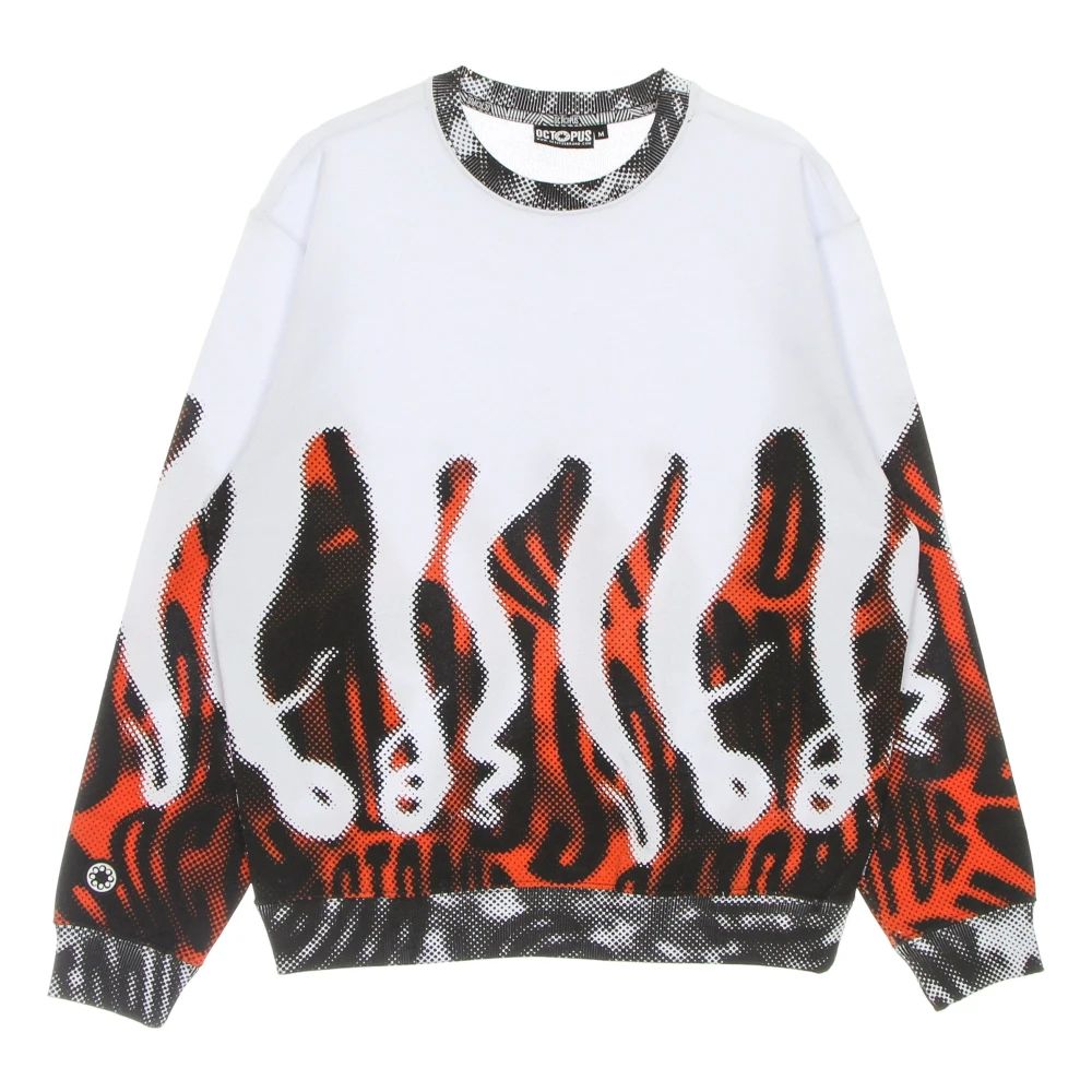 Octopus Men's Multicolor Sweatshirts, Xl, Crewneck Sweatshirt Halftone White