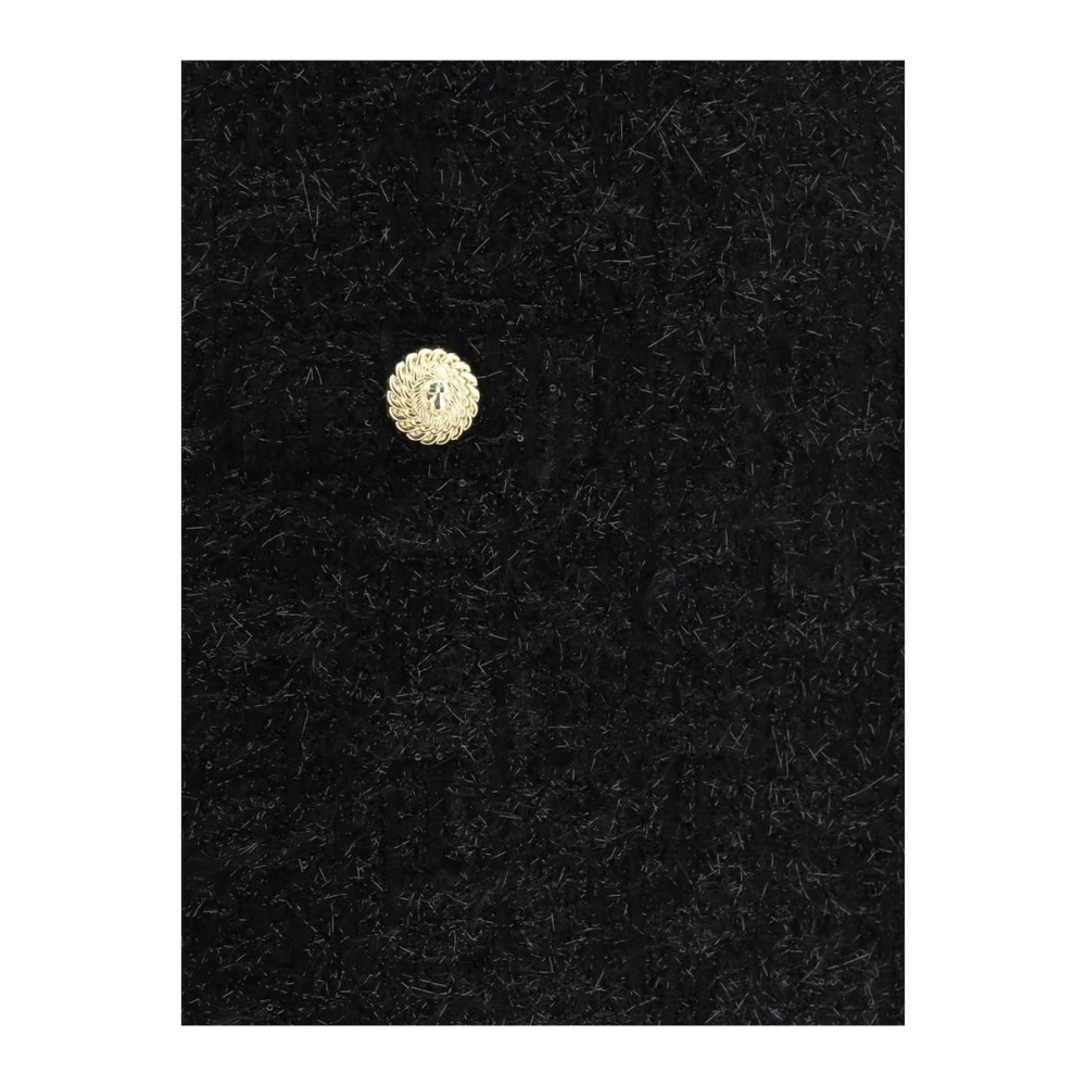 Balmain Gebreide minirok met leeuwenkopknoop Black Dames