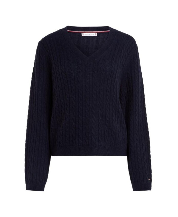 pull-en-laine-douce-ao-cable-col-v