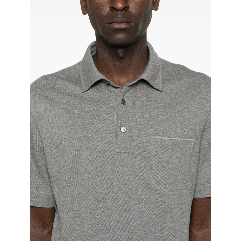 Ermenegildo Zegna Katoenen Polo Shirt 3 Knopen Italië Gray Heren