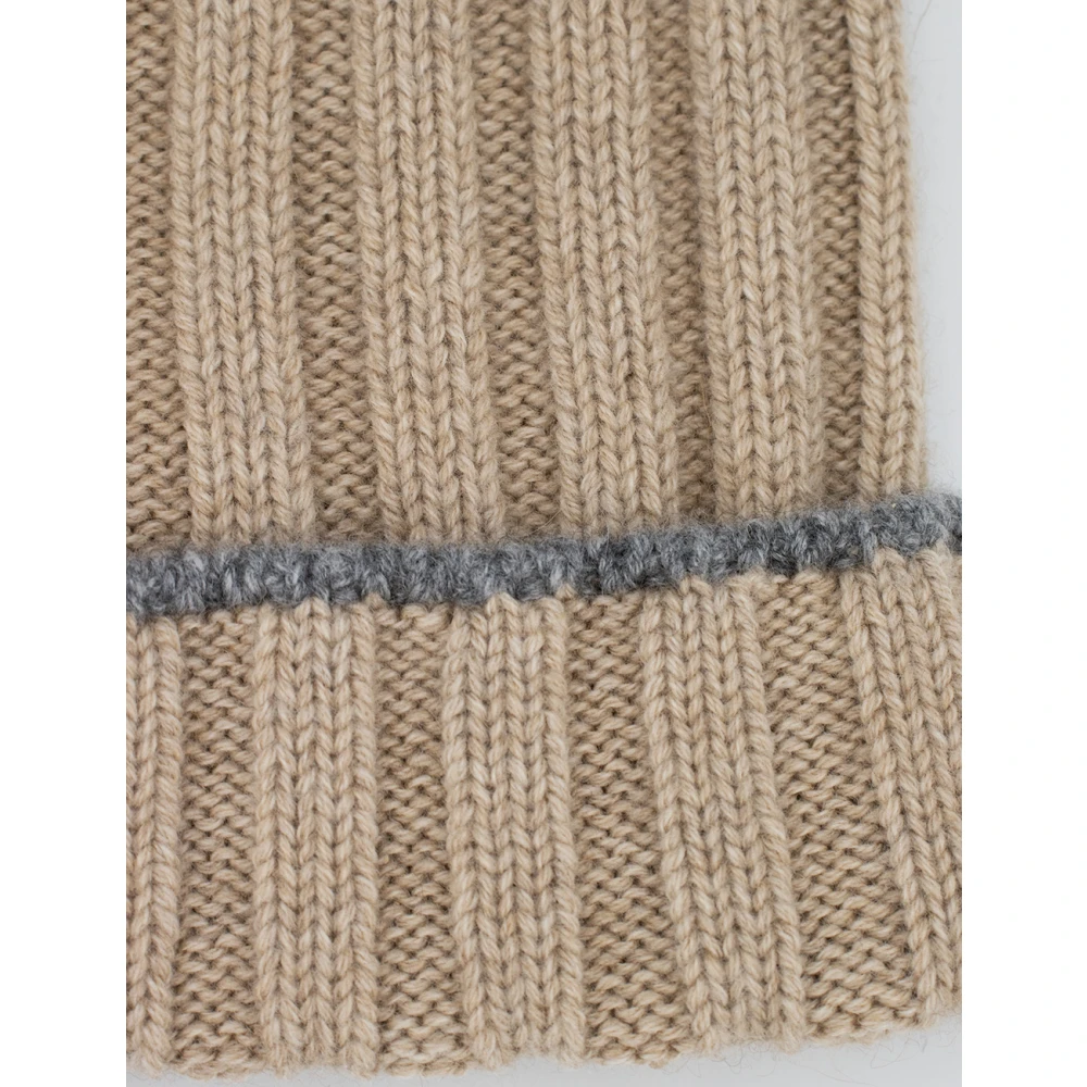 BRUNELLO CUCINELLI Kasjmier Geribbelde Baret Beige Heren