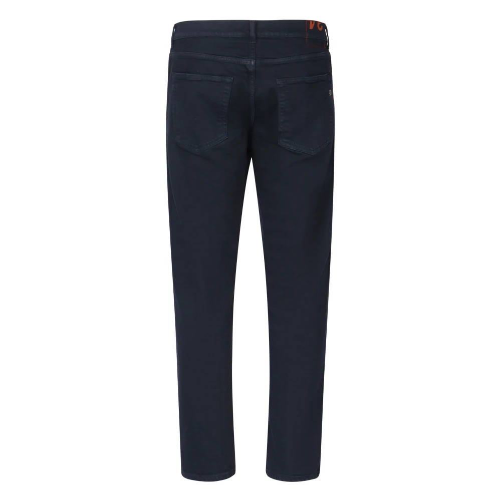 Dondup Blauwe Corduroy Wortelbroek met Logo Blue Heren