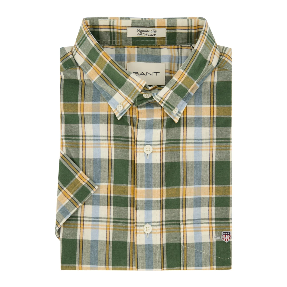 Gant Casual korte mouw groen geruit overhemd Multicolor Heren