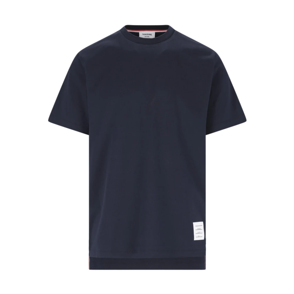 Thom Browne Ruimvallend T-shirt met korte mouwen en zijsplit Blue Heren