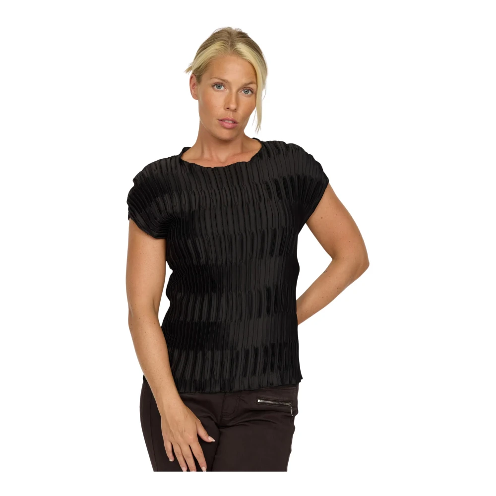 2-Biz T-shirt met ronde hals Black Dames