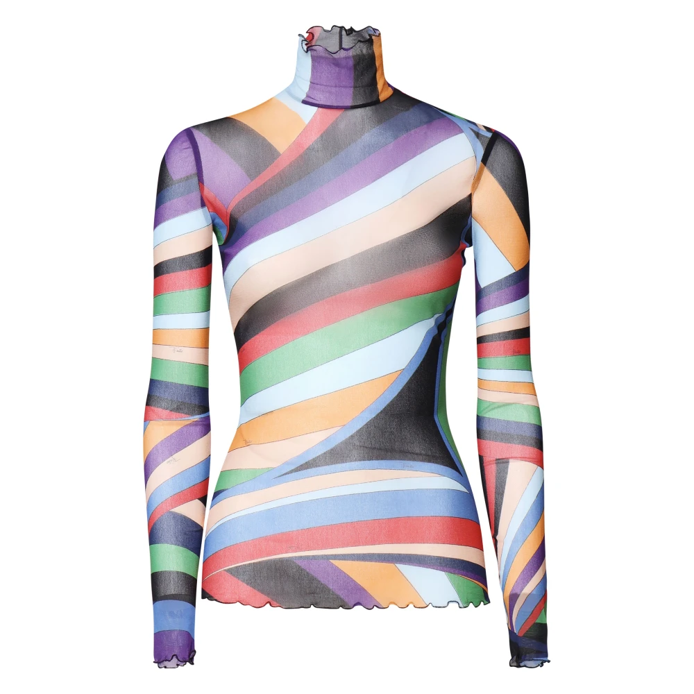 EMILIO PUCCI MultiColour Archiefprint Geribbeld T-shirt Multicolor Dames