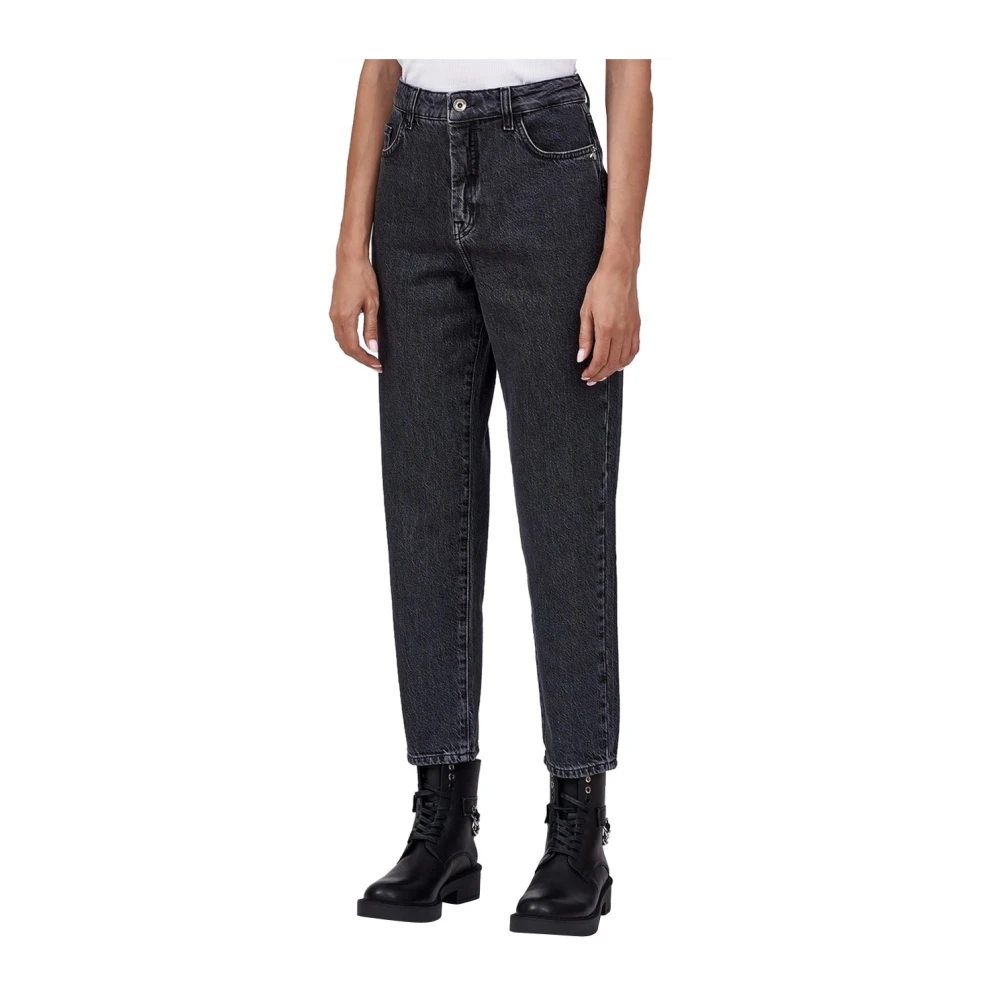 PATRIZIA PEPE Slim Zwart Jeans met Stone Wash Gray Dames