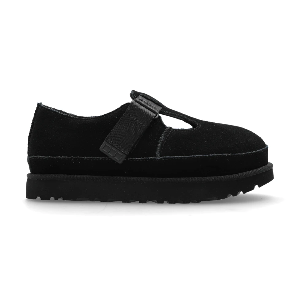 Ugg Black Flat Shoes, Female, 4 Uk, Suede Shoes W Goldenstar Mary Jane