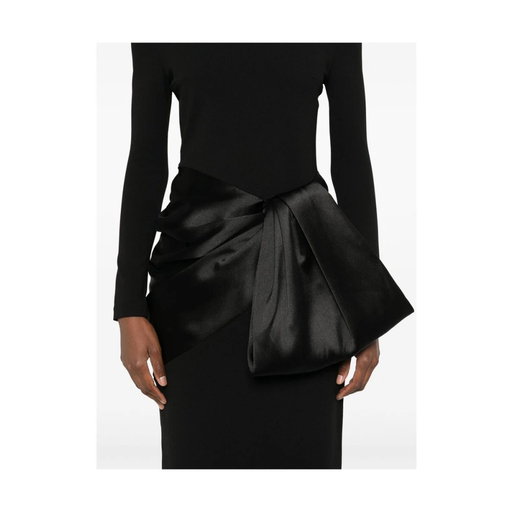 Solace London Zwarte Bardot Halslijn Jurk met Gedrapeerd Detail Black Dames
