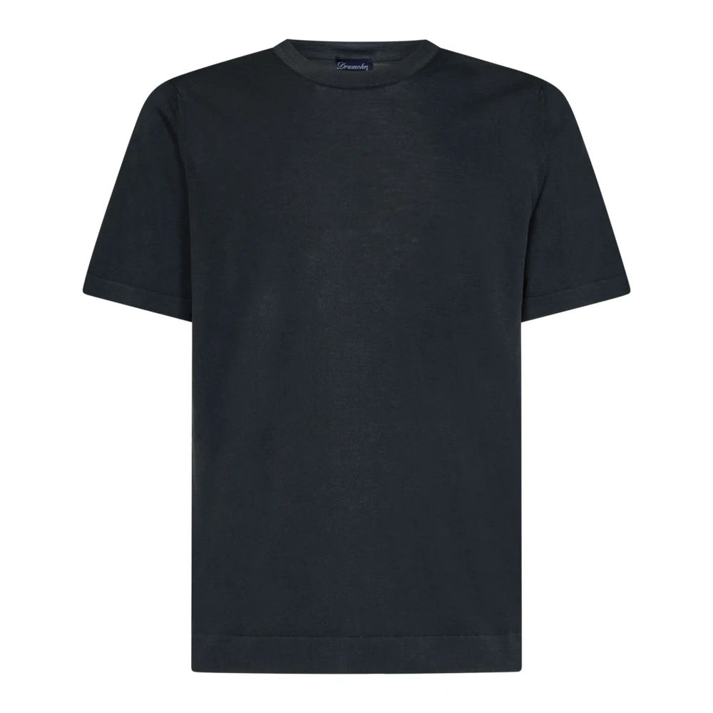 Drumohr Zwart Crew-Neck T-Shirt Black Heren