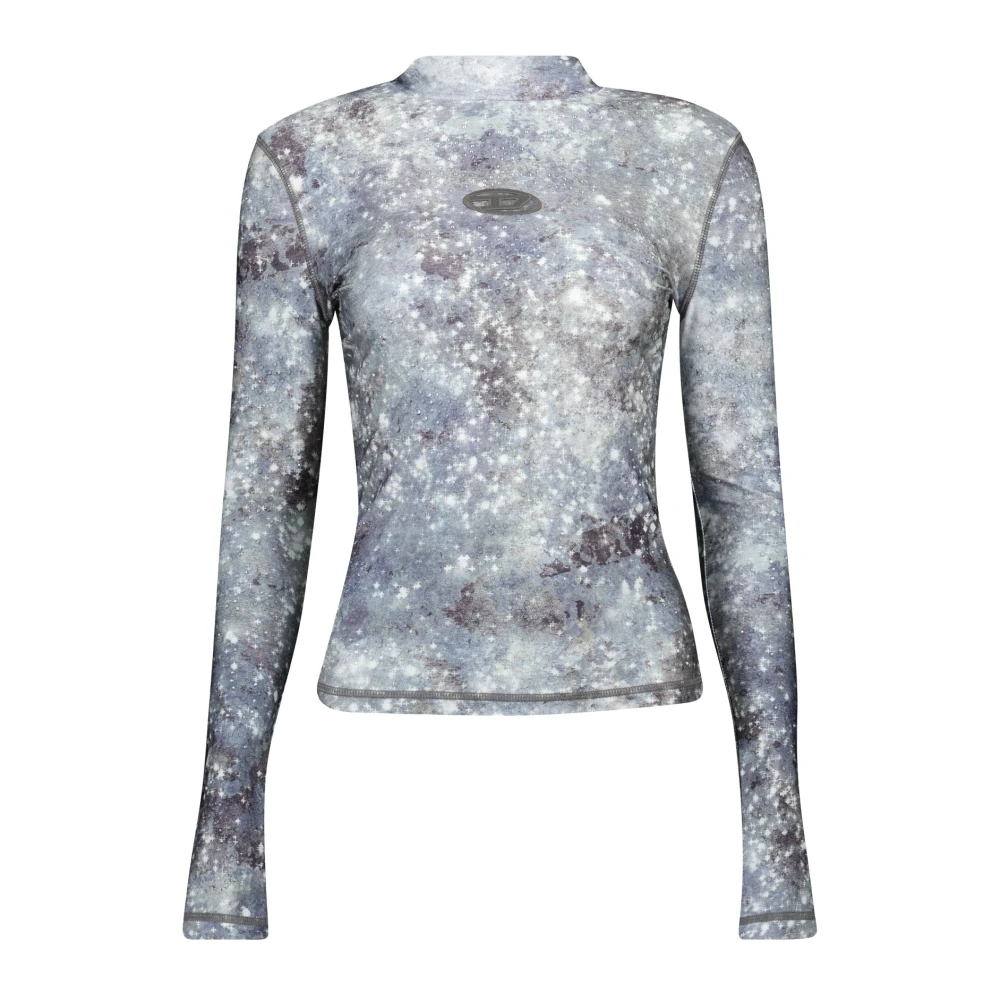 Diesel Galaxy Print Hoge Hals Top Blue Dames