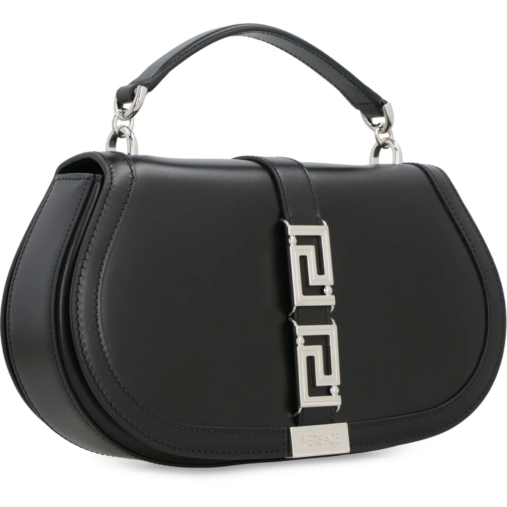 Versace Godin Leren Crossbody Tas Black Dames