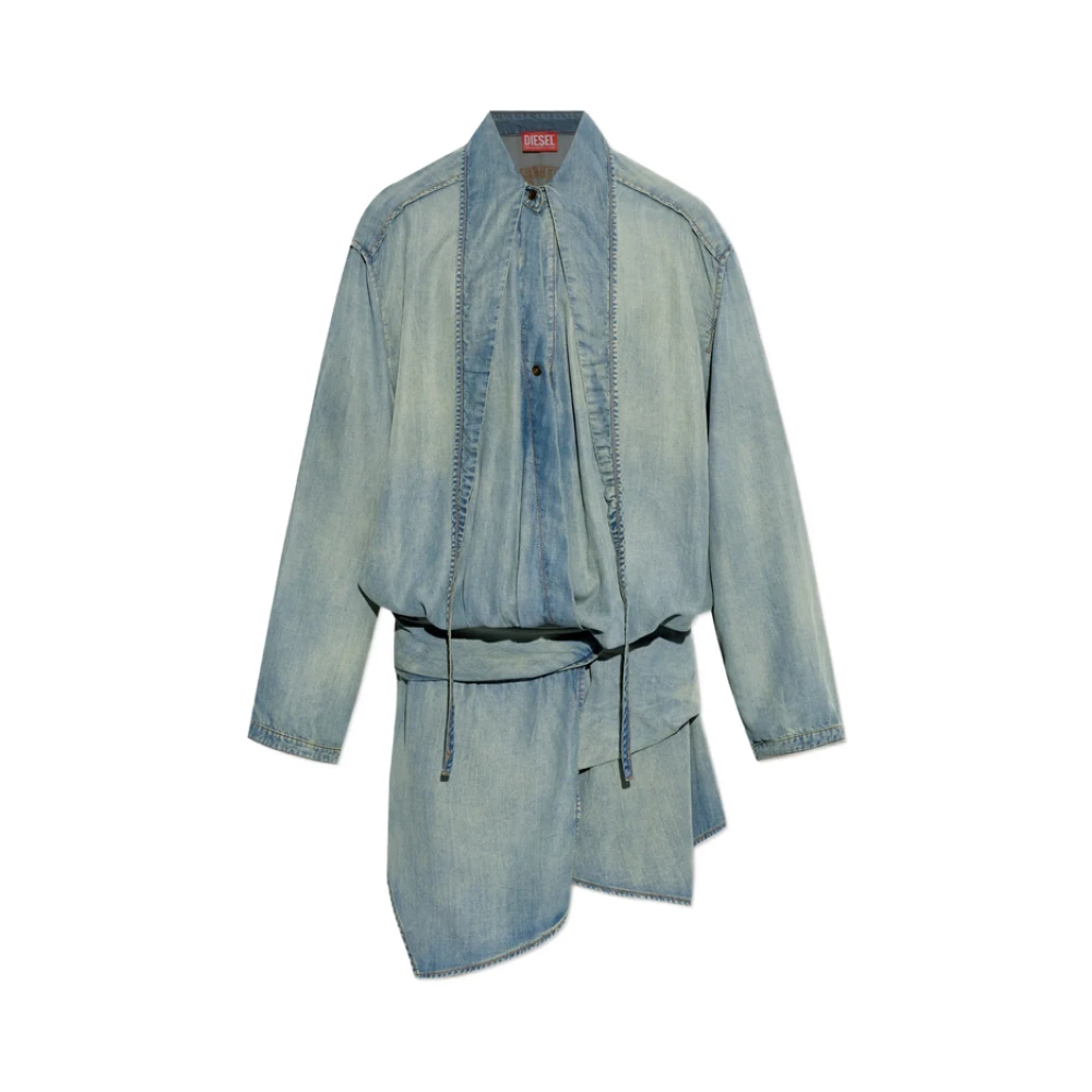 Diesel Donna Blu - Abito Denim Drappeggiato - Dresses - L