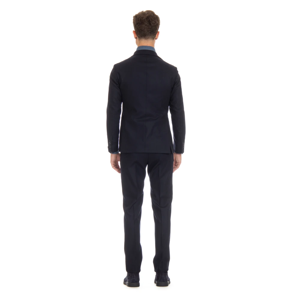 Tagliatore Blauwe Flanellen Jurk met Zakken Blue Heren