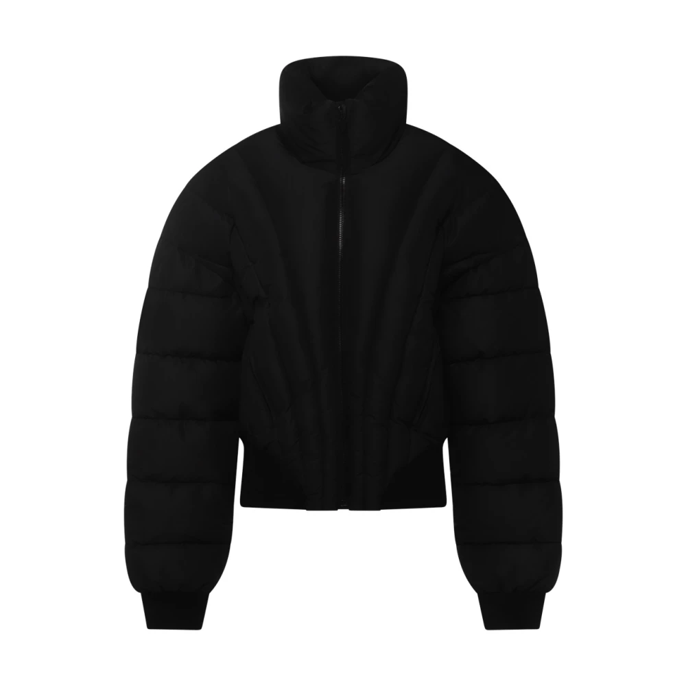 Mugler Zwarte donsjas met hoge kraag Black Dames