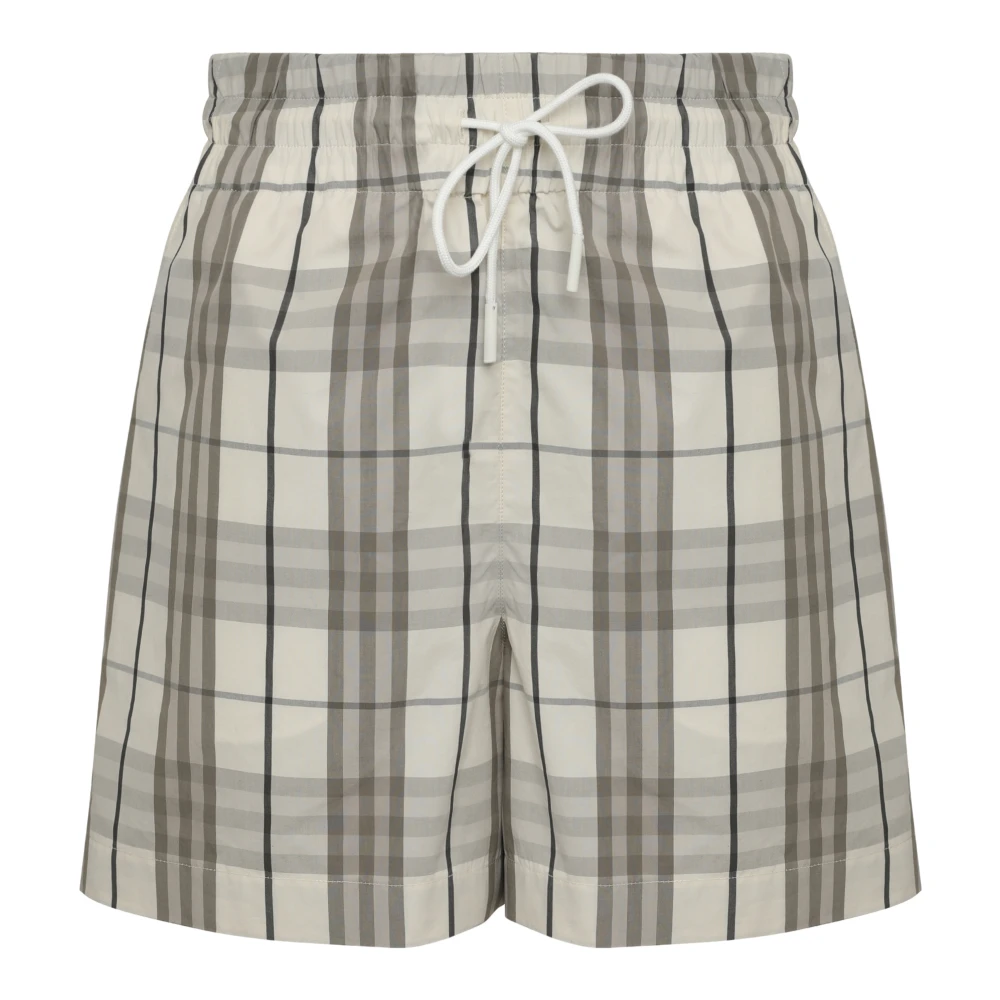 Burberry Gray Short Shorts, Female, Xs, Cotton Checked Shorts With Pockets