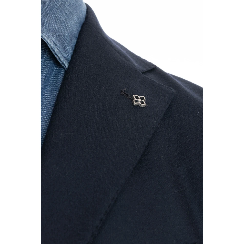 Tagliatore Blauwe Flanellen Jurk met Zakken Blue Heren