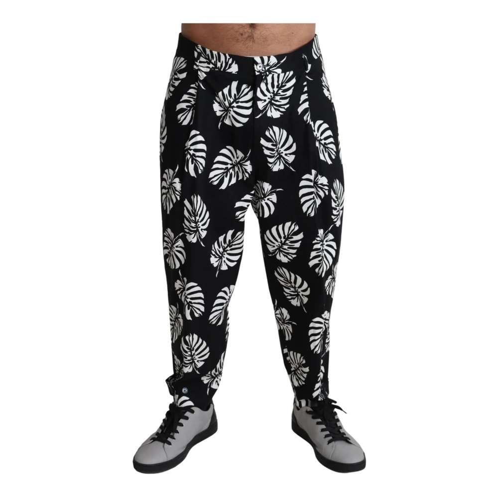 Dolce & Gabbana Multicolor Wide Trousers, Male, L, Gorgeous Palm Leaf Trousers
