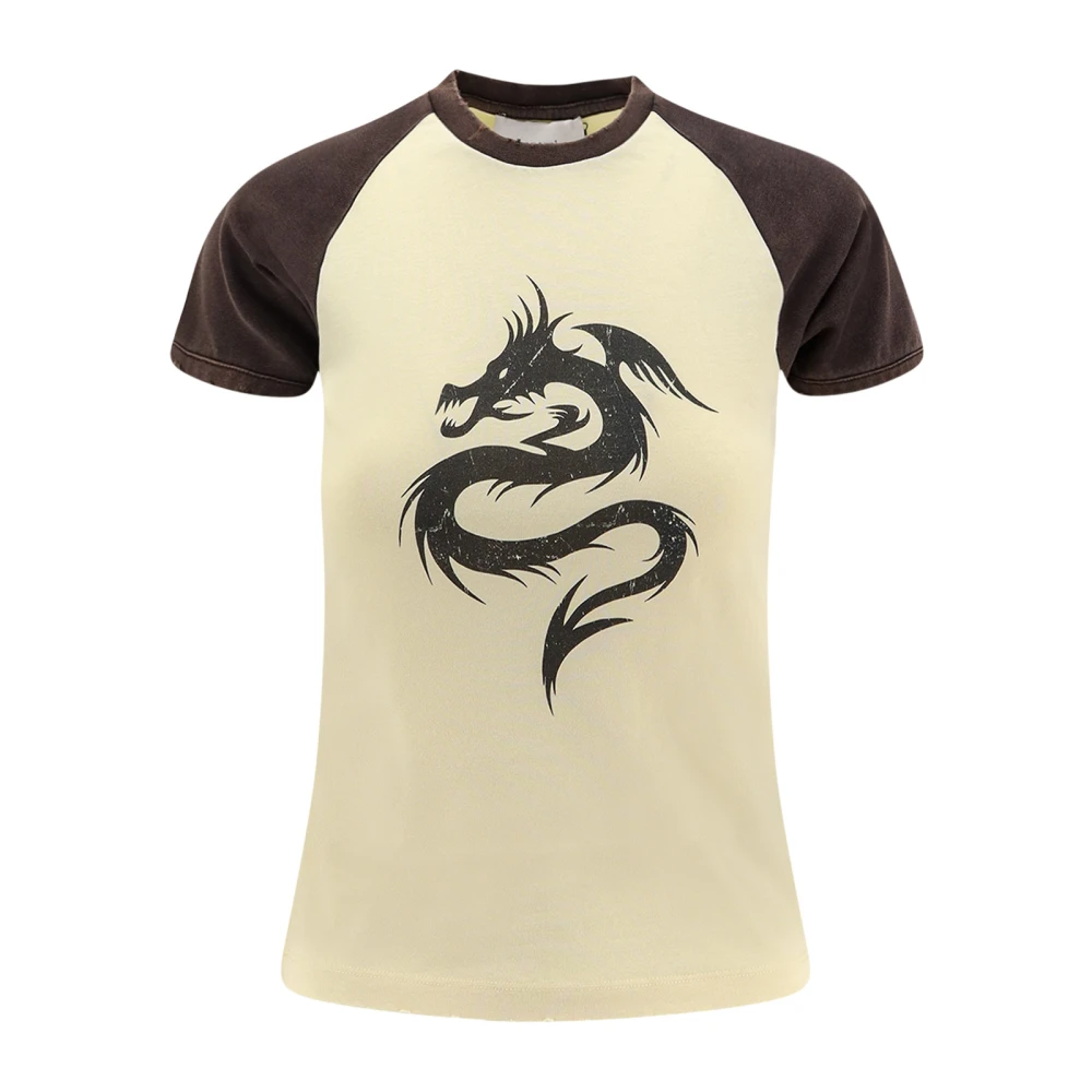 Coperni Women's Beige Logo Print Crew-Neck T-Shirts And Polos