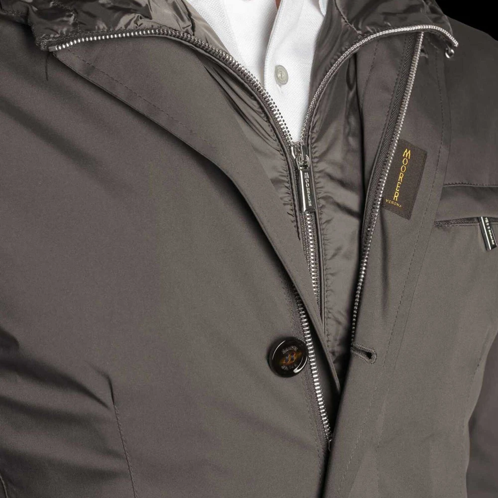 Moorer Afneembare Hooded Satijnen Jas Blue Heren