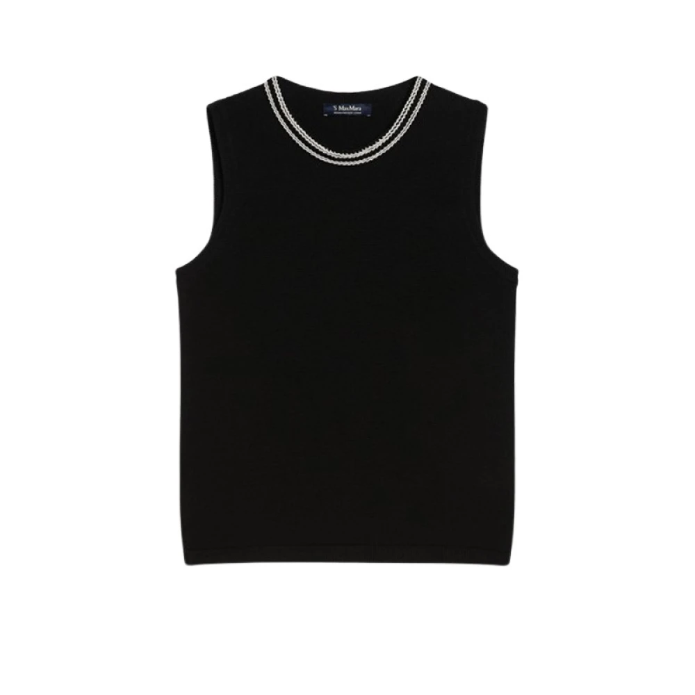 Max Mara Mouwloze top van katoengaren met applicatie Black Dames