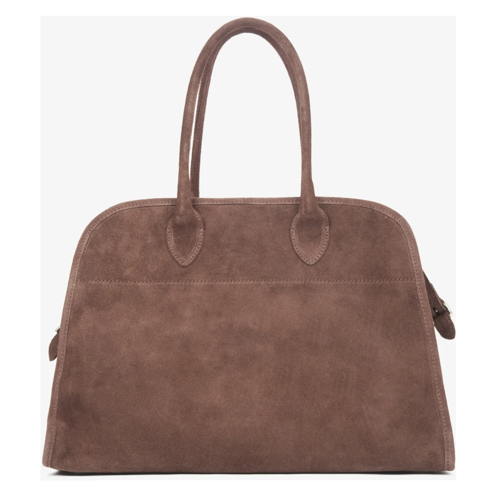 Estro Donkerbruine Satchel Handtas voor Dames gemaakt van Premium Italiaans Velours Brown Dames