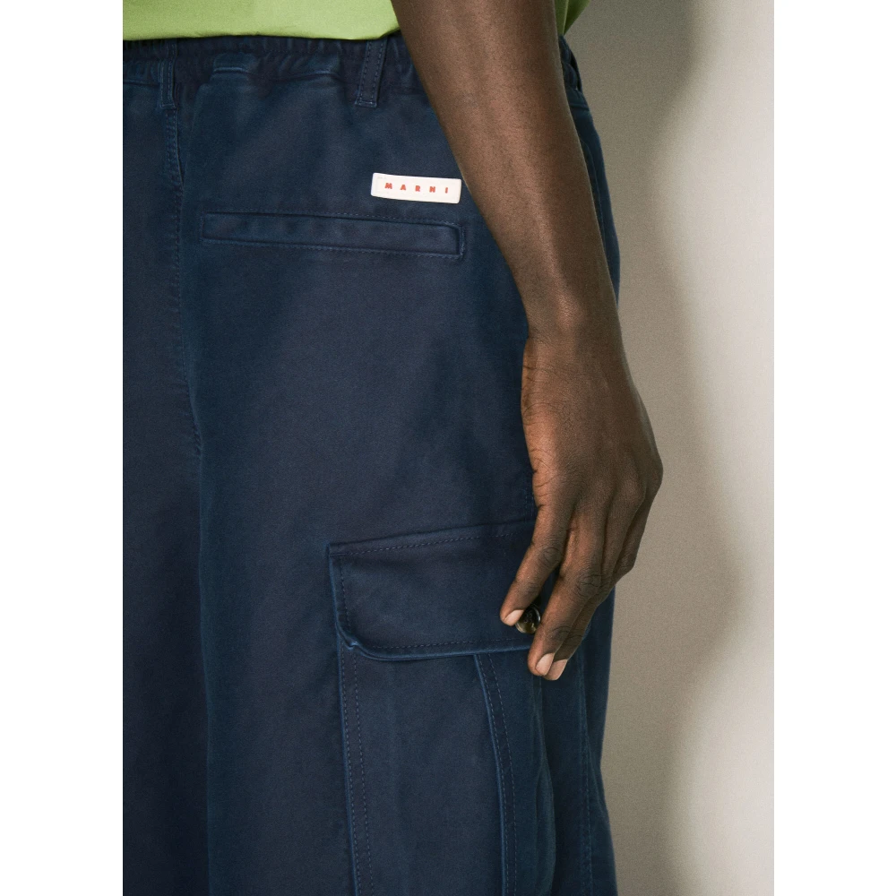 Marni Cargo Broek Zware Weving Italië Blue Heren