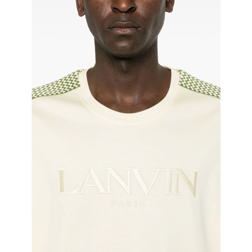 Lanvin Geborduurd Side Curb T-Shirt Beige Heren
