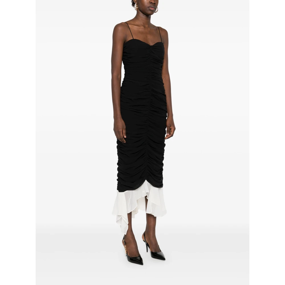Rotate Birger Christensen Gelaagde Zwarte Midi Jurk Black Dames