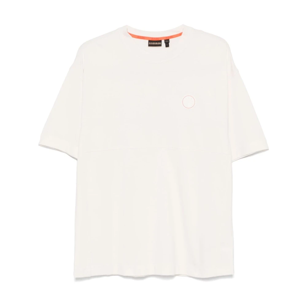Napapijri Wit Logo Patch Crew Neck T-shirts White Heren