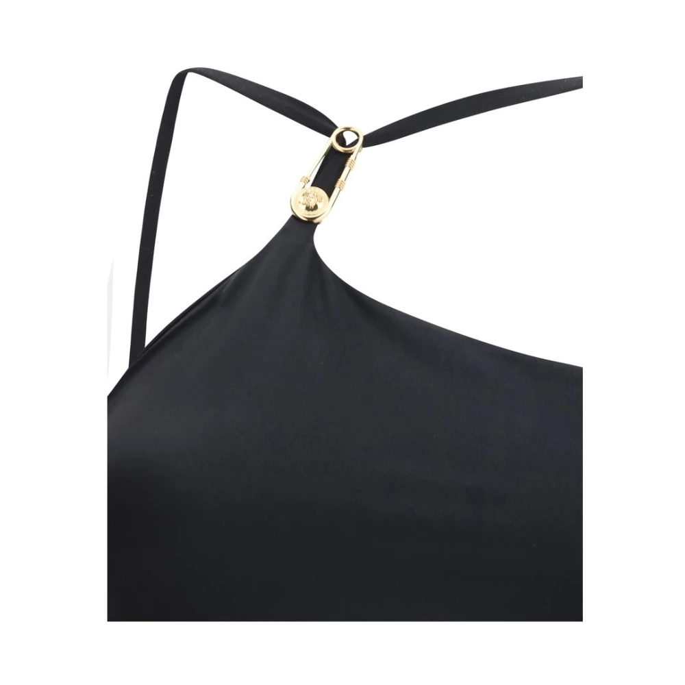 Versace Chique Badpak met Iconische Logo Plakkaat Black Dames