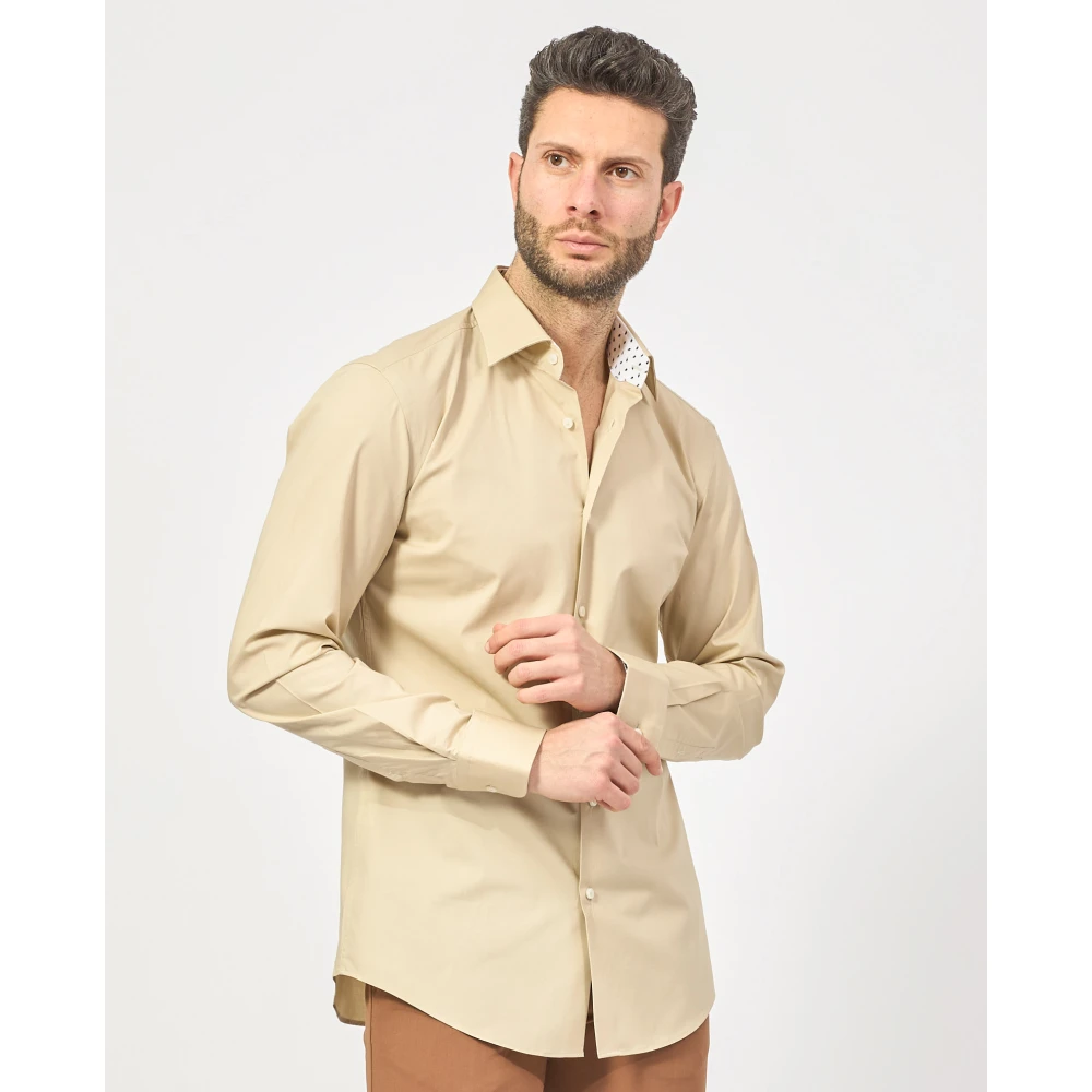 Hugo Boss Slim Fit Overhemd Lange Mouw Beige Heren