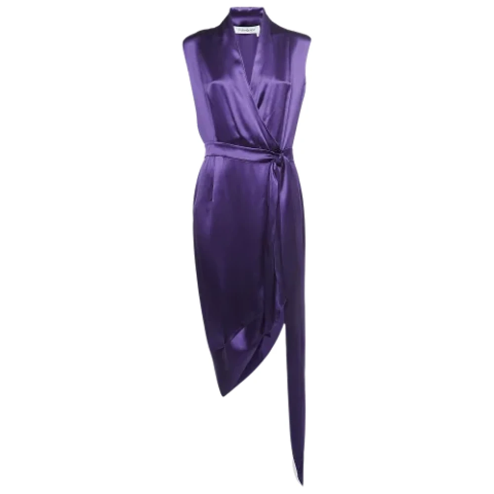 Yves Saint Laurent Vintage Pre-owned Satin dresses Purple Dames