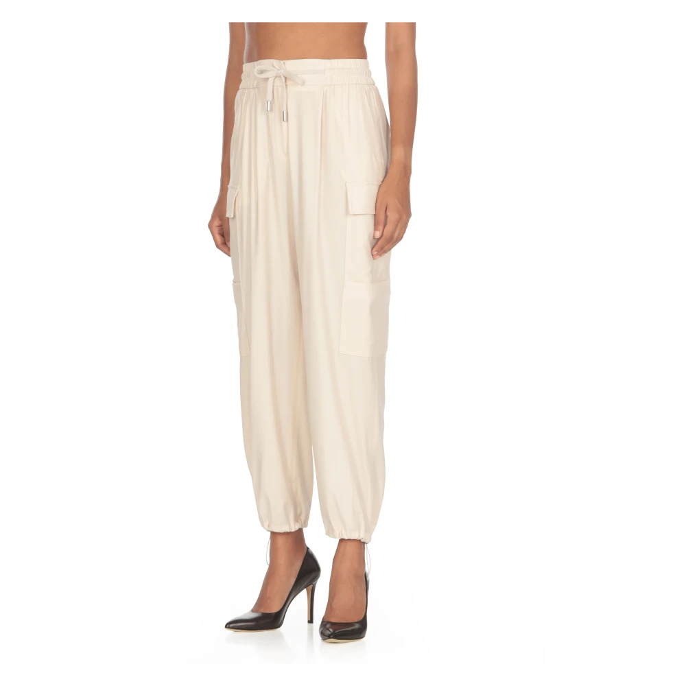 PESERICO Roze Wollen Cargo Broek Beige Dames