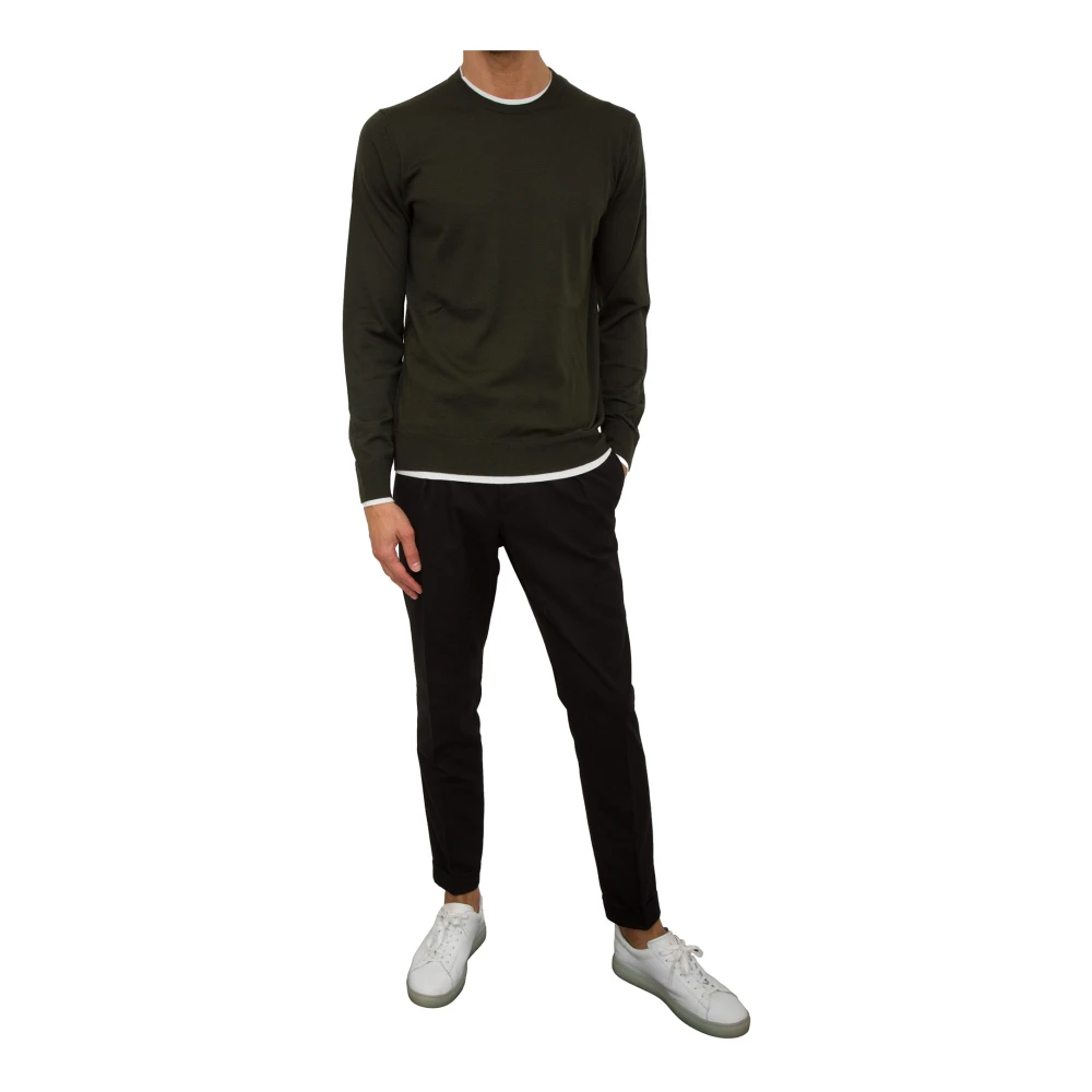 Paolo Pecora Groene Crewneck Shirt Green Heren