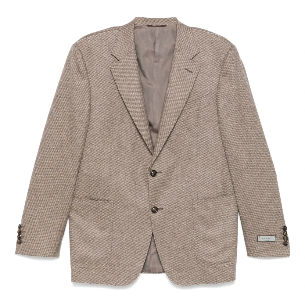 Canali Luxe Wol Kasjmier Jas Beige Heren