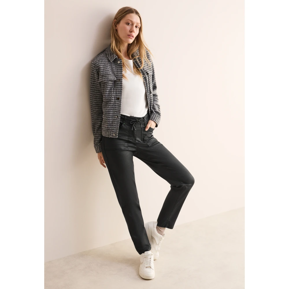 cecil Coated Jeans Casual Fit Slim Legs Black Dames